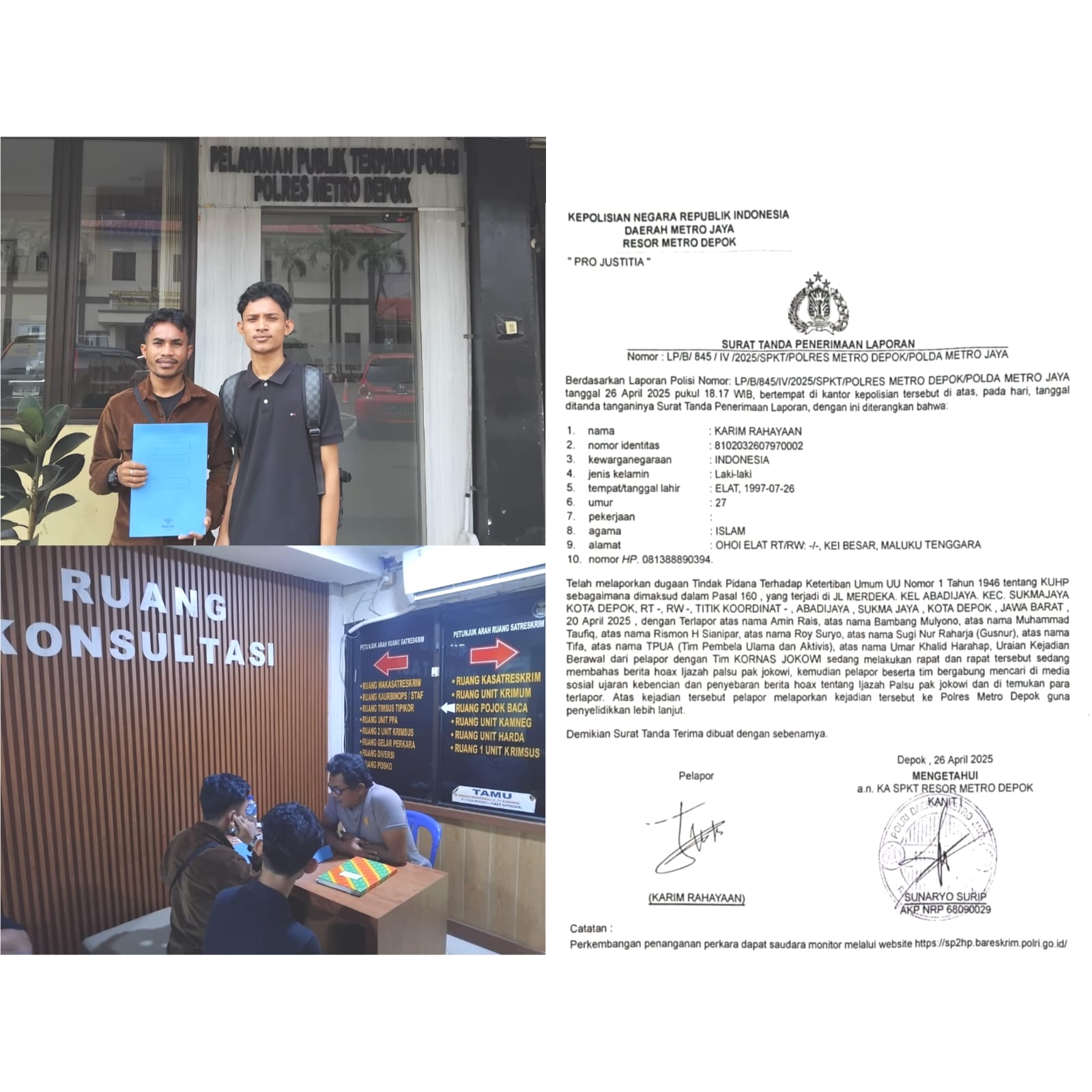 Kornas Jokowi Depok Laporkan Oknum Penyebar Informasi Ijazah Palsu Jokowi 1 IMG-20250427-WA0011
